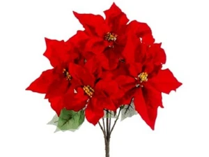 19" Outdoor wasserfester Weihnachtsstern Busch x5 rot (6er Pack) Seidenblume 190 - Bild 1 von 1