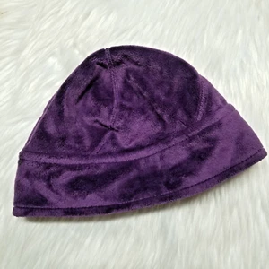 Land's End Purple Fleece Velour Winter Hat Beanie Cap Youth Size Medium - Picture 1 of 9