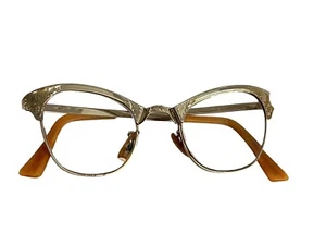Vintage Womens Eyeglasses Frames 1/10 12K GF Gold Filled Ornate Retro Cat Eye - Picture 1 of 14