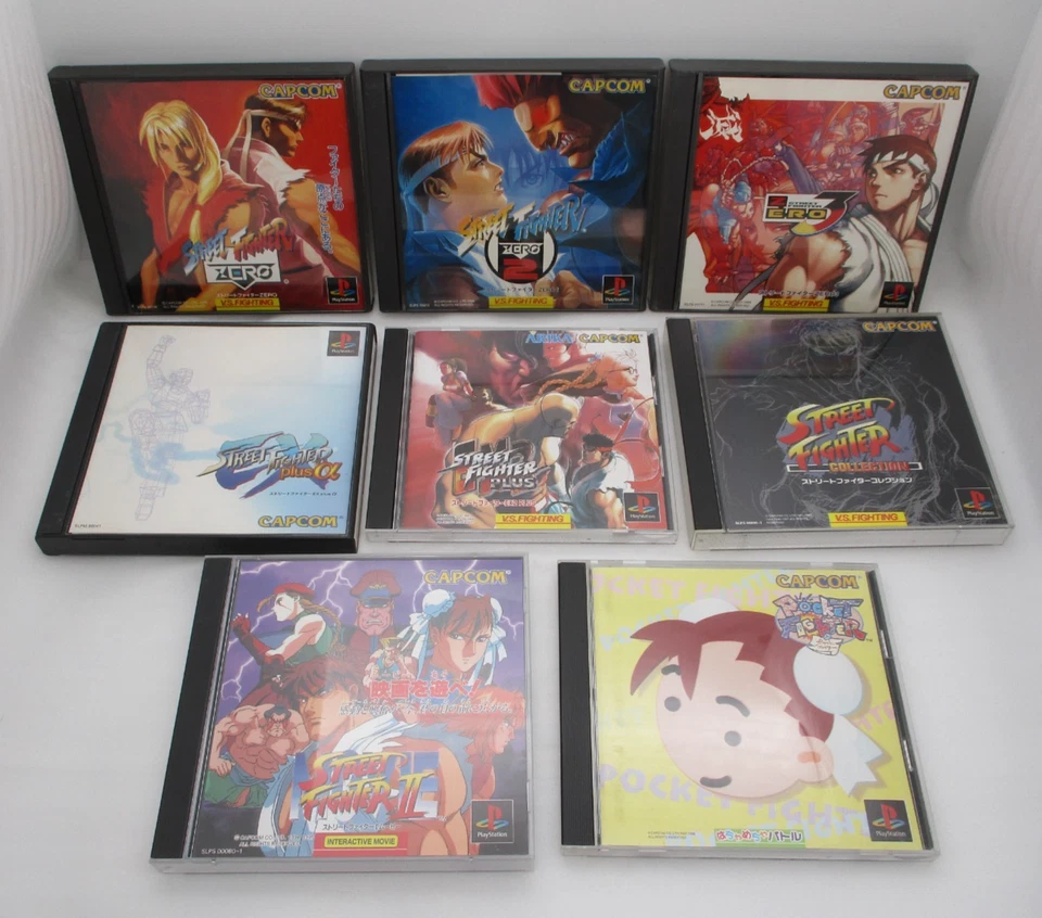 PS1 Street Fighter Zero 1 2 3, EX Plus Alfa, EX2, Collection, Movie 8Games Japan - Image 1 of 4