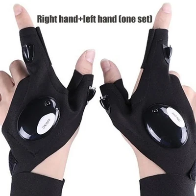 1 Pair LED Flashlight Gloves for Outdoor Fishing Camping Hiking Gloves Men Women - Image 1 of 4