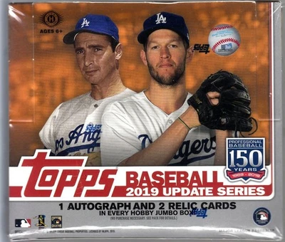 2019 Topps Atualização HTA Hobby Jumbo Caixa Selada 1 Auto/2 Relíquia + 2 Pacotes de Prata Quantidade - Imagem 1 de 4