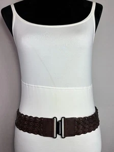 Vintage Braided Leather Belt Elastic Back - Picture 1 of 11