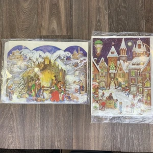 2 Vintage West Germany Stuttgart-Rohr Christmas Glitter Paper Advent Calendars - Picture 1 of 9