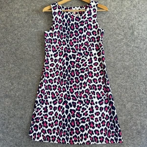 Jude Connally Kleid Damen Small Ärmellos Rosa Blau Leopardenmuster Made in USA - Bild 1 von 6