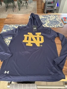 WOMENS UNDER ARMOUR Notre Dame Fighting Irish Hoodie SHIRT SMALL  S NAVY NWT - Picture 1 of 8