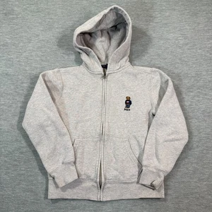 Polo Ralph Lauren Hoodie Größe Small 8 grau Bär Logo durchgehender Reißverschluss klassisch - Bild 1 von 8