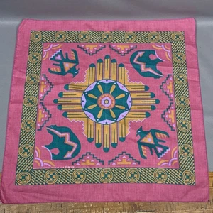 Vintage Southwestern Heartline Bear Thunderbird Handkerchief Bandanna Indian - Picture 1 of 3