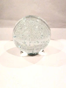Vintage Paperweight Clear Art Glass Orb Sphere Controlled Bubbles Lead Crystal? - Picture 1 of 12