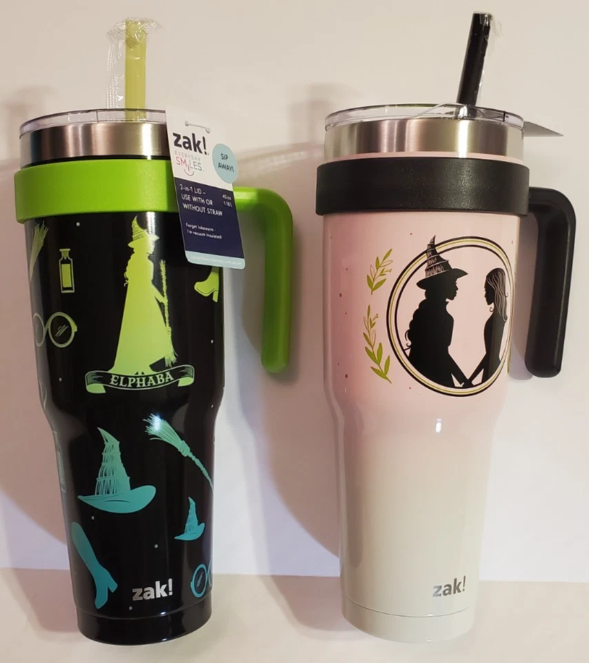 Vaso con mango de paja Zak Designs Wicked Elphaba o Glenda (40 oz) - Elige uno Foto 1 de 1