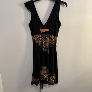 Desigual Sleeveless Black Floral Dress medium streetwear Summer Boho Artsy - Picture 1 of 10