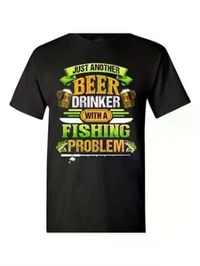 Funny Beer Fishing T-Shirt Black “Just Another Beer Drinker” Humor Tee - Picture 1 of 37