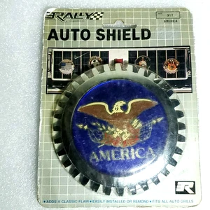 Rally Auto Shield America American Eagle Enamel Car Grille Emblem Badge 1980's - Picture 1 of 7