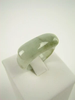 Genuine Natural Variegated Jade Saddle Ring Band - Size 9 #700 - Image 1 of 4