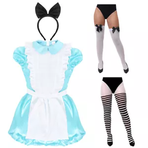 LADIES ALICE DRESS COSTUME TIGHTS FAIRYTALE STORYBOOK BOOK DAY MOVIE FANCY DRESS - Picture 1 of 11
