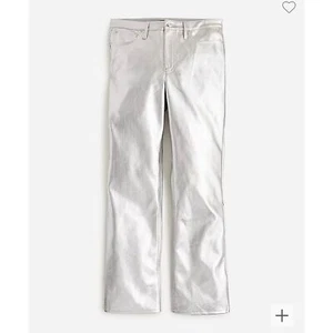 NWOT J. Crew Full-Length Demi-Boot Pant in Metallic Faux Leather 31 Petite - Picture 1 of 10