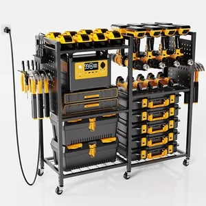 Power Tool Organizer Cart Charging Station Garage Floor Rolling Storage Cart - Picture 1 of 12