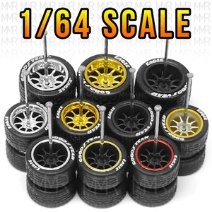 1/64 Scale 10 SPOKE v6 Tread Real Rider Wheels Rims Rubber Tire Set for Hot - Picture 1 of 25