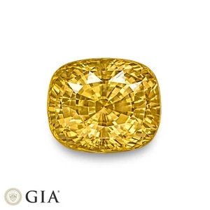 GIA & GRS Certified CEYLON Yellow Sapphire 12.51 Ct. Natural Untreated CUSHION - Picture 1 of 11