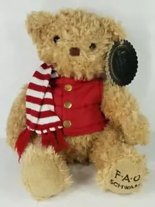 Neu mit Etikett FAO schwarzbraun 12 Zoll gefütterte Weste Teddybär Plüsch Stofftier 2018 - Bild 1 von 11