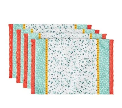 Four (4) Pioneer Woman ~ 14" x 21" ~ Lace Accent ~ FLOURISH DITSY Placemats - Image 1 of 4