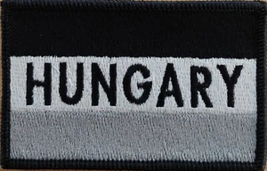 Hungary Flag Patch W/ Hook Adhesive Fastener Black, White & Gray Tactical III - Picture 1 of 2