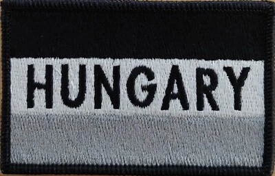 Hungary Flag Patch W/ Hook Adhesive Fastener Black, White & Gray Tactical III - Image 1 of 2