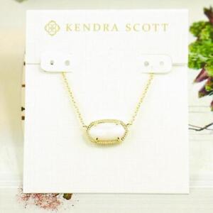 NWT Kendra Scott Elisa White Pearl Shell Short Necklace Gold Tone