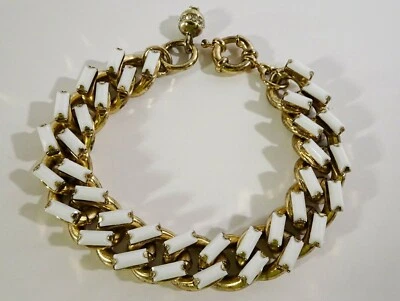 Brazalete de latón de doble eslabón baguette de piedra blanca para mujer J.Crew nuevo sin etiquetas 145 Foto 1 de 4