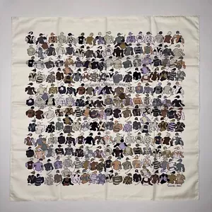 HERMES PARIS LES CHEVAUX SE RENDENT AU DEPART LORENZO CRESP COTTON SCARF - Picture 1 of 24