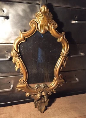 Miroir Rococo Ancien Plâtre Doré Dimensions 51,5x25 Cm - Photo 1/4