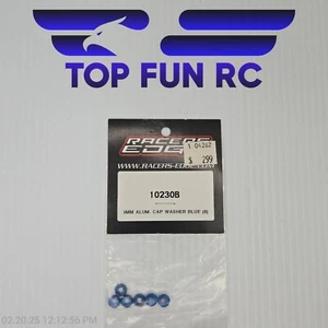 Racers Edge 10230B 3mm Aluminum Cap Washer Blue (6) For Cosmetics - Picture 1 of 1