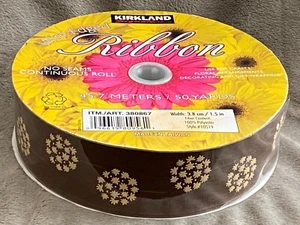 Kirkland Wire Edged Ribbon Autumn Fall Brown Dandelions 1.5 inch 50 yards New - Picture 1 of 4