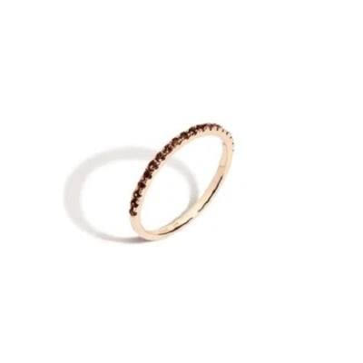 Pure 10K Rose Gold With Simulated Round Shape Ruby Women's Anniversary Tiny Band - Image 1 of 3
