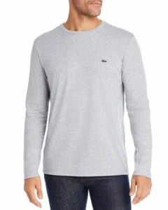 LACOSTE GRAY Long-Sleeve Crewneck Pima Cotton T-Shirts Size M****$59****NWT***** - Picture 1 of 11