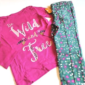 Gymboree Girls sz 5 Plum Pony Wild Free Tee Green Floral Pants Set NWT - Picture 1 of 2