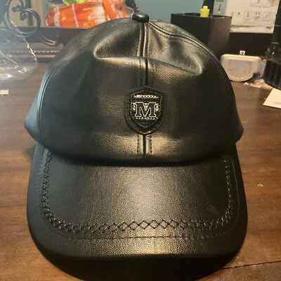 Men's Adjustable PU Leather Baseball Cap Black - Image 1 of 4