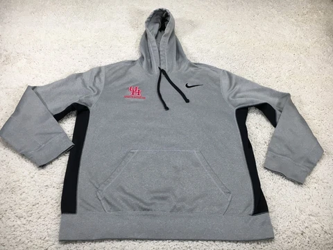 Houston Cougars Sweater Mens Large Gray Nike Sweatshirt Hoodie Sports Therma Fit Cover