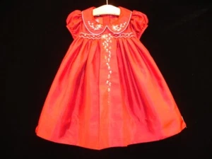 Ciao Bebe NEW Hand Embroidered Smocked Dress Baby Girl Size 9M RED - Picture 1 of 3