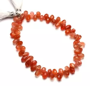 Natural Gem Sunstone Faceted 8x5MM Size Teardrop Shape Briolettes 9" Strand - Picture 1 of 3