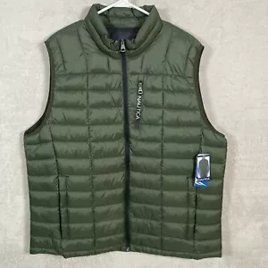Nautica Lightweight Puffer Vest Full Zip Pocket Mens Plus Sz XXL Dark Green NEW - Picture 1 of 8