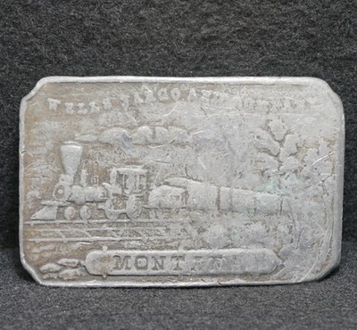 WG05161 GENIAL HEBILLA DE CINTURÓN DE FERROCARRIL VINTAGE AÑOS 70 *MONTANA WELLS FARGO & COMPANY* Foto 1 de 2