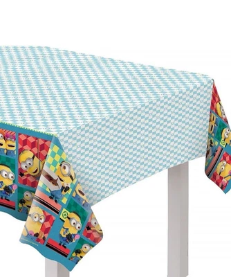 1-Amscan Despicable Me 4 Minions cubierta de mesa de plástico multicolor nappe 54 x 96 pulgadas Foto 1 de 4