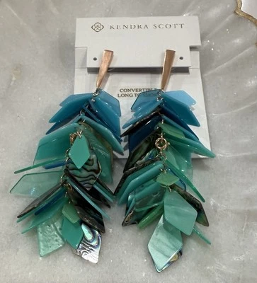Pendientes Kendra Scott Jennifer Azul Abulón Oro Rosa Nuevos Foto 1 de 2