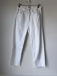 Pantalones de mezclilla Agolde para mujer talla 27 blancos pierna recta dobladillo crudo real 29x25 botón mosca - Imagen 1 de 11