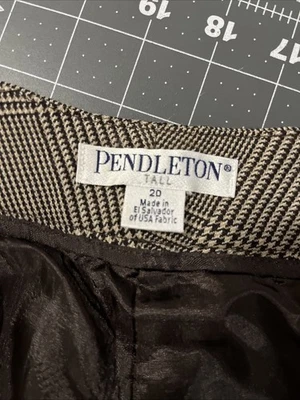 Pantalones de vestir Pendleton de lana para mujer de colección talla 20 altos marrón a cuadros/forrados a cuadros Foto 1 de 4