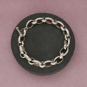 sterling silver mens 12mm elongated cable chain toggle bracelet size 9.75in - Picture 1 of 3