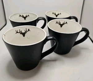Pottery Barn Rustic Reindeer Mugs Set of 4 vintage stag brown - Picture 1 of 8