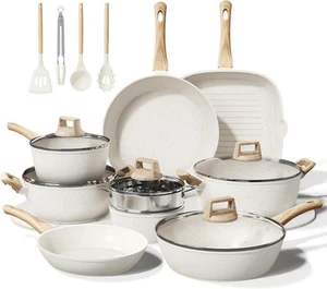 24 Pcs Pots and Pans Set Non Stick Ceramic Large Set, 24Pcs White - Picture 1 of 7