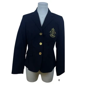 Ralph Lauren Damen Schwarz Blazer Knopfleiste Besticktes Emblem Gr. P/M - Neu - Bild 1 von 12